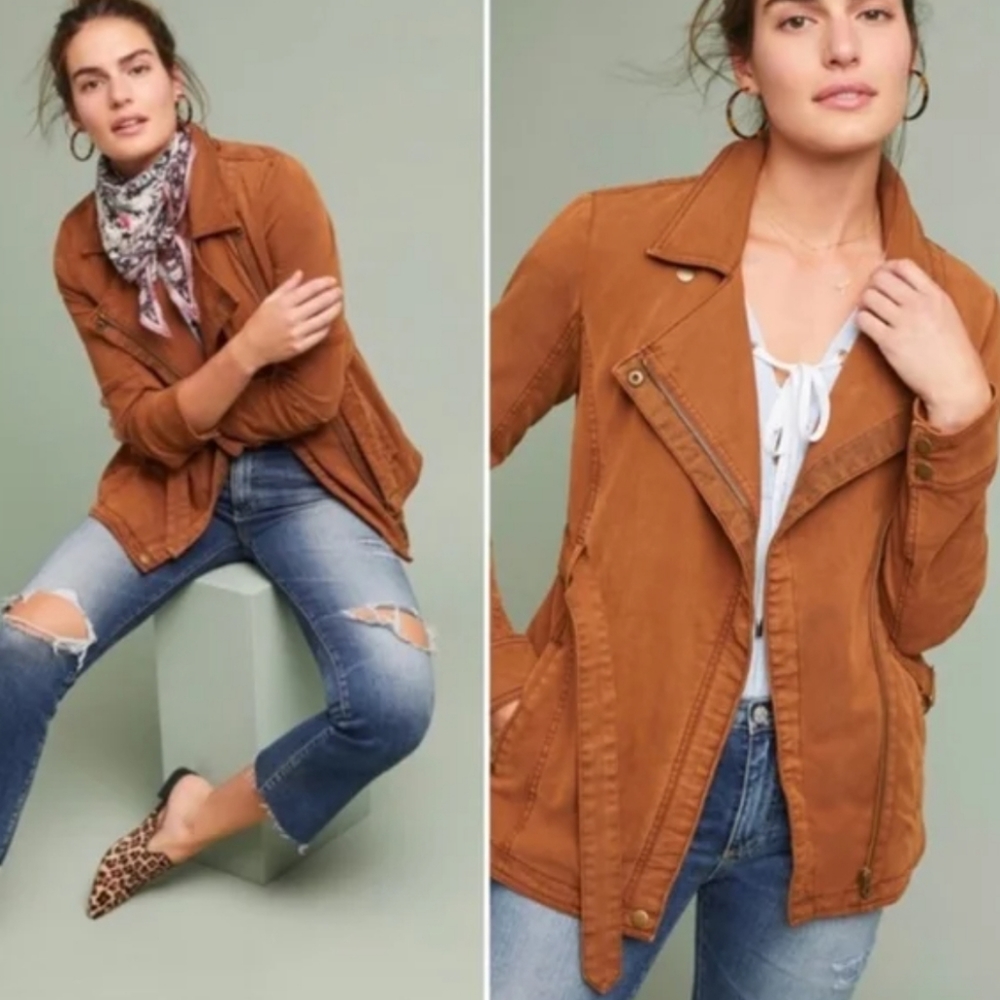 Anthropologie Everyday moto camel brown jacket